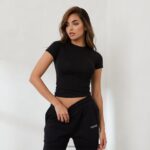 hr Lounge žene neophodna pripijena majica kratkih rukava crno N0V4DZ834 odjeća