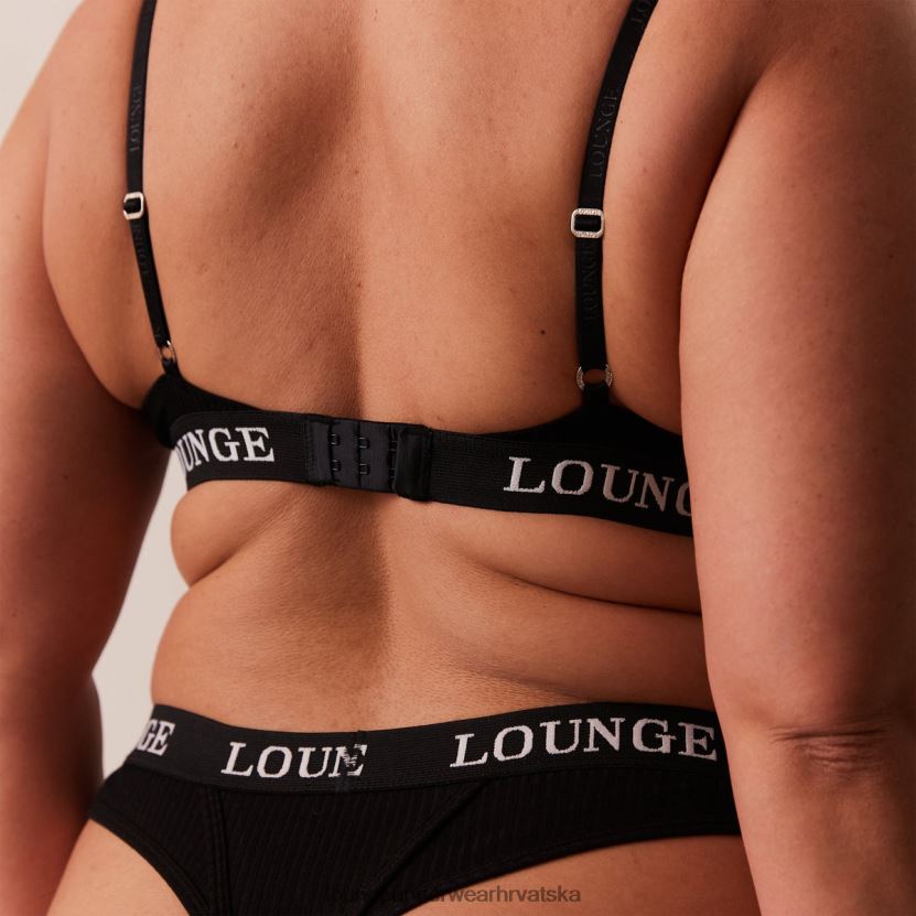 hr Lounge žene ultra udoban set grudnjaka i tangi s rebrastom majicom crno N0V4DZ64 donje rublje - Image 12