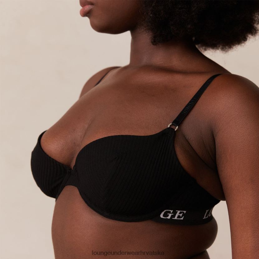 hr Lounge žene ultra udoban set grudnjaka i tangi s rebrastom majicom crno N0V4DZ64 donje rublje - Image 8
