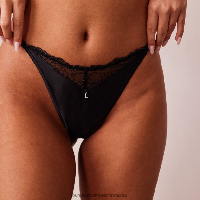 hr Lounge žene prošivene čipkane g-stringe crno N0V4DZ496 donje rublje