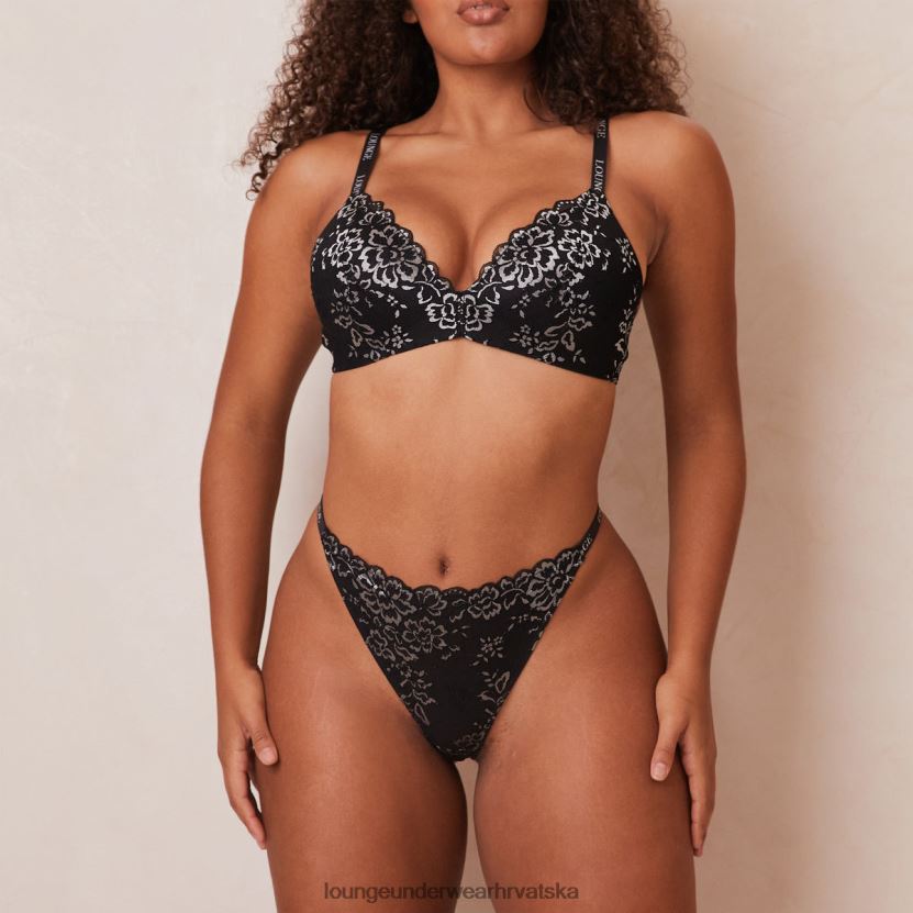 hr Lounge žene čipkasti čarobni set grudnjaka i tangi crno N0V4DZ201 donje rublje