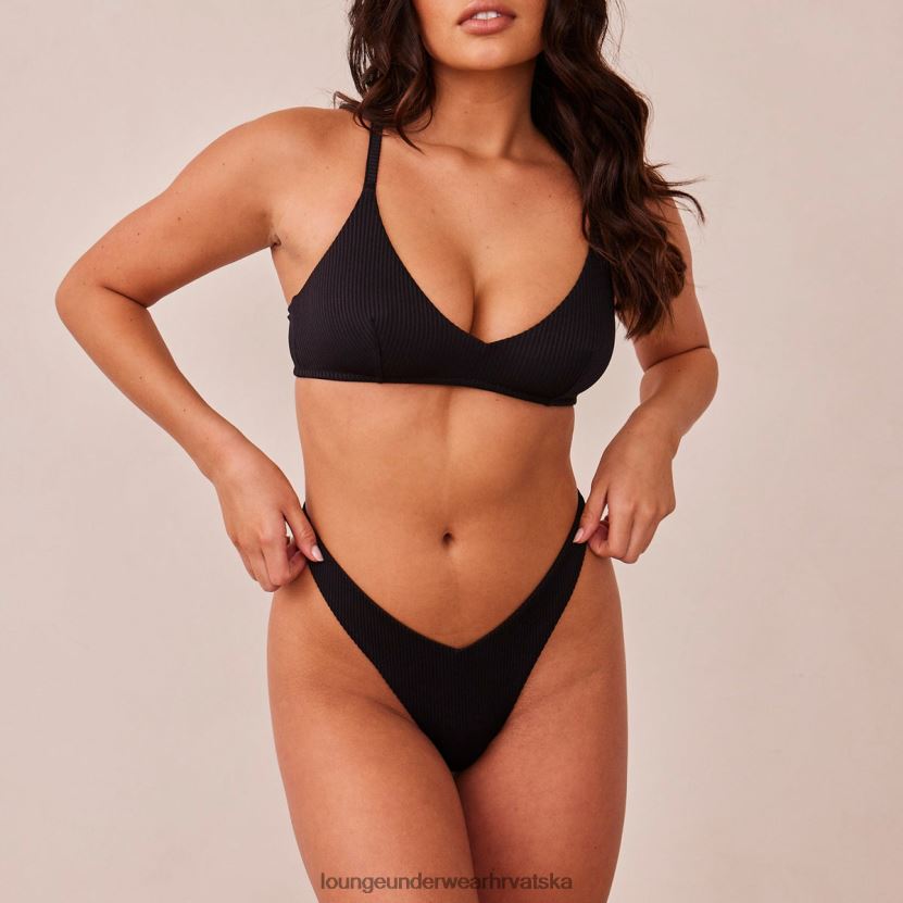 hr Lounge žene rebrasti trokutasti grudnjak i tange/gaćice crno N0V4DZ233 donje rublje