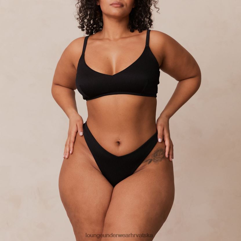 hr Lounge žene rebrasti trokutasti grudnjak i tange/gaćice crno N0V4DZ233 donje rublje
