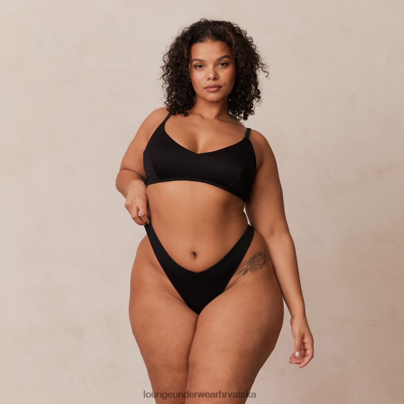 hr Lounge žene rebrasti trokutasti grudnjak i tange/gaćice crno N0V4DZ233 donje rublje