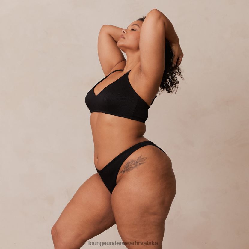 hr Lounge žene rebrasti trokutasti grudnjak i tange/gaćice crno N0V4DZ233 donje rublje