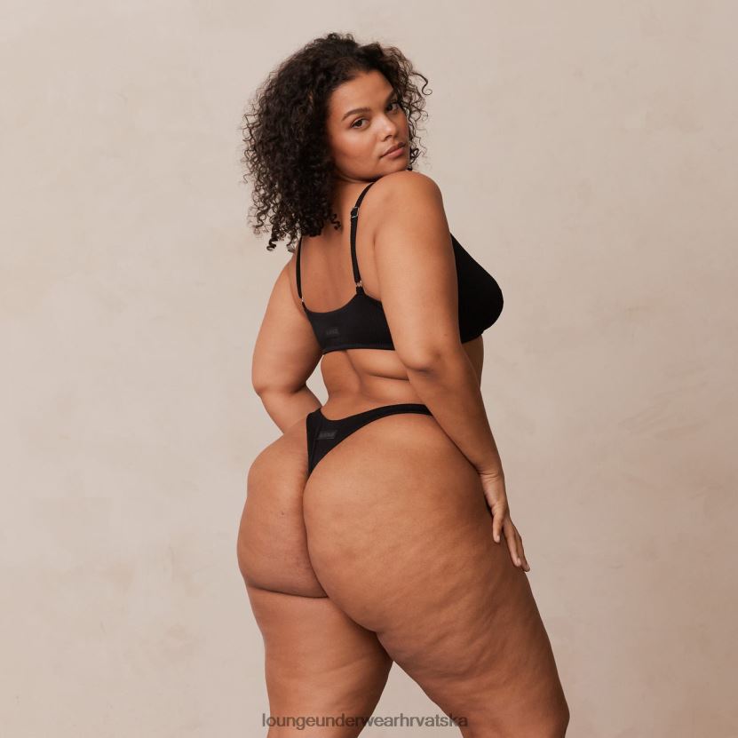hr Lounge žene rebrasti trokutasti grudnjak i tange/gaćice crno N0V4DZ233 donje rublje