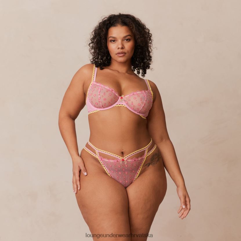 hr Lounge žene Balkonski grudnjak i tange/gaćice s izvezenim tratinčicama ružičasta N0V4DZ123 donje rublje