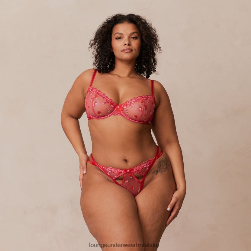 hr Lounge žene grudnjak za balkon s vezenim rumenilom i gaćice/gaćice žarko ružičasta N0V4DZ83 donje rublje