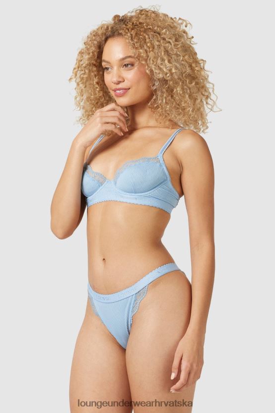 hr Lounge žene rebrasti balkonski set grudnjaka i tangi/gaćica plava N0V4DZ89 donje rublje