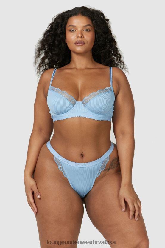 hr Lounge žene rebrasti balkonski set grudnjaka i tangi/gaćica plava N0V4DZ89 donje rublje