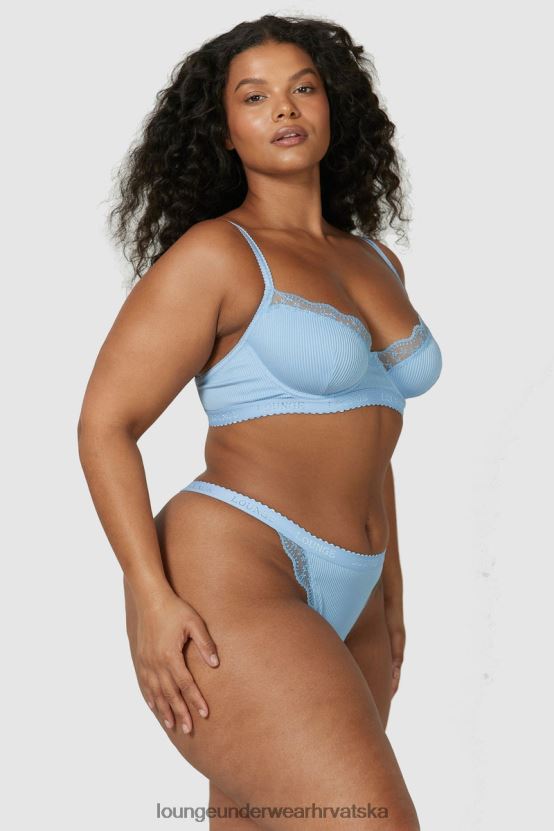 hr Lounge žene rebrasti balkonski set grudnjaka i tangi/gaćica plava N0V4DZ89 donje rublje