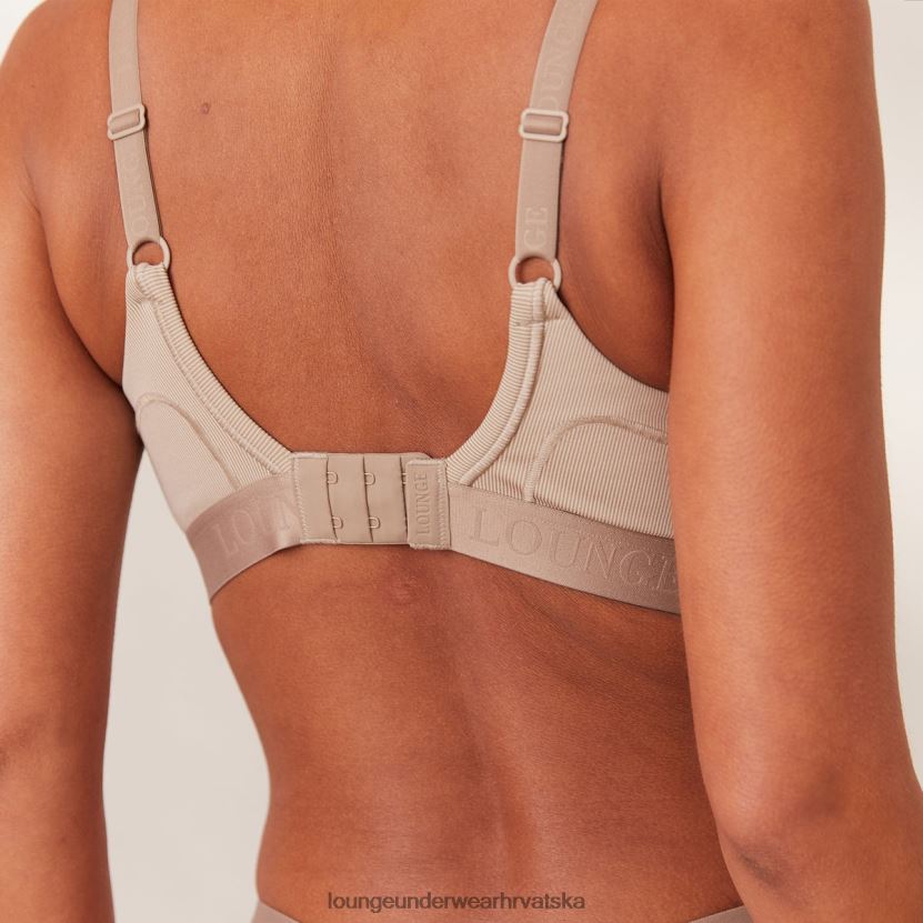 hr Lounge žene rebrasti set mindful grudnjaka i tangi/gaćica mink N0V4DZ168 donje rublje