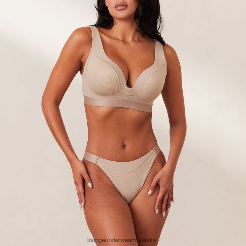 hr Lounge žene rebrasti set mindful grudnjaka i tangi/gaćica mink N0V4DZ168 donje rublje