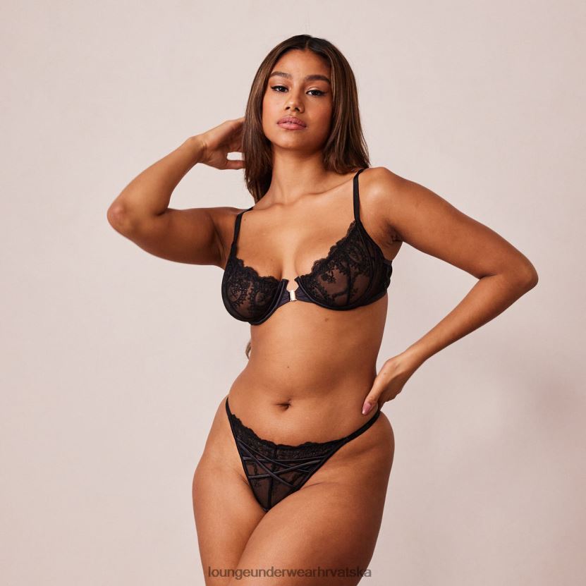 hr Lounge žene seduce balkonski grudnjak i tange/gaćice na kopčanje sprijeda crno N0V4DZ126 donje rublje