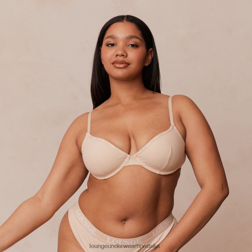 hr Lounge žene ultra udoban set grudnjaka i tangi s rebrastom majicom kavu s mlijekom N0V4DZ80 donje rublje