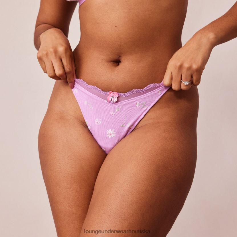 hr Lounge žene rebraste cvjetne trokutaste tange ružičasta boje lavande N0V4DZ470 donje rublje
