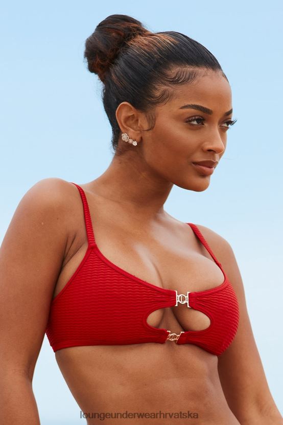 hr Lounge žene cali teksturirani gornji dio bikinija Crvena N0V4DZ988 kupaće kostime