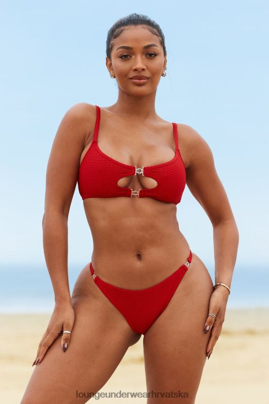 hr Lounge žene cali teksturirani gornji dio bikinija Crvena N0V4DZ988 kupaće kostime