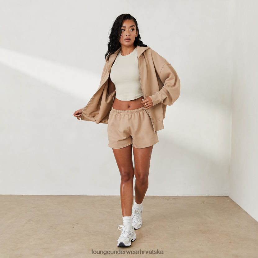 hr Lounge žene prevelika majica s kapuljačom s patentnim zatvaračem x jess hunt karamela N0V4DZ811 odjeća