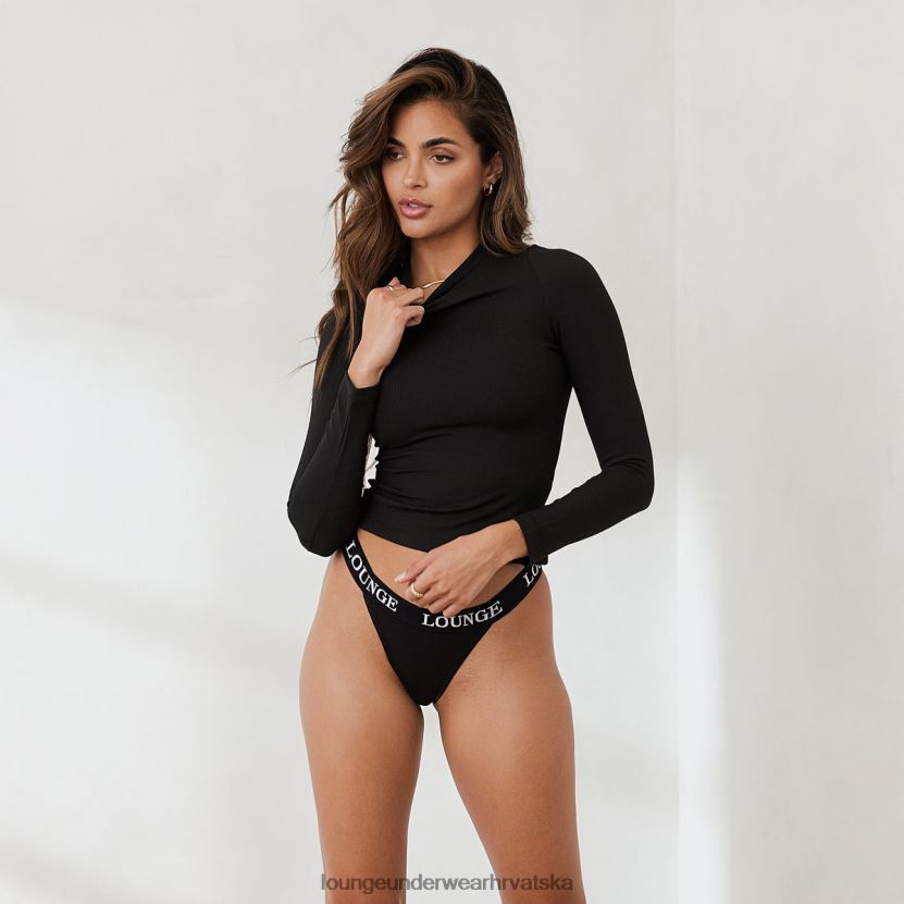 hr Lounge žene osnovni rebrasti gornji dio dugih rukava crno N0V4DZ844 odjeća