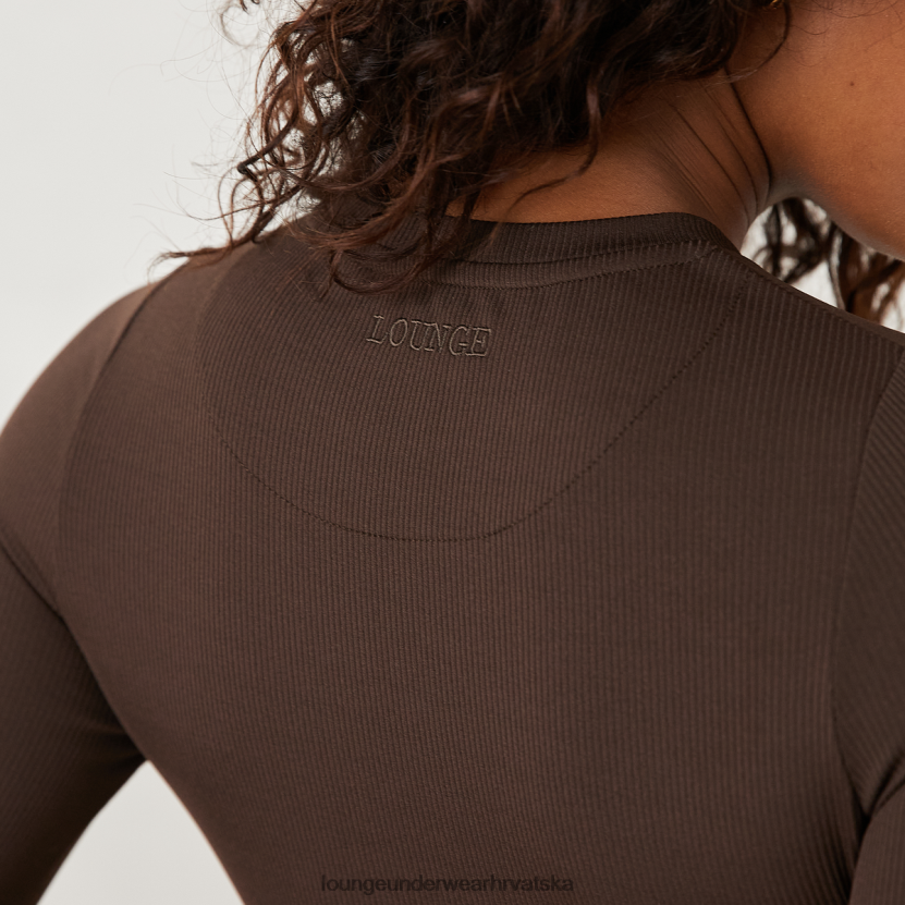 hr Lounge žene osnovni rebrasti gornji dio dugih rukava espresso N0V4DZ841 odjeća