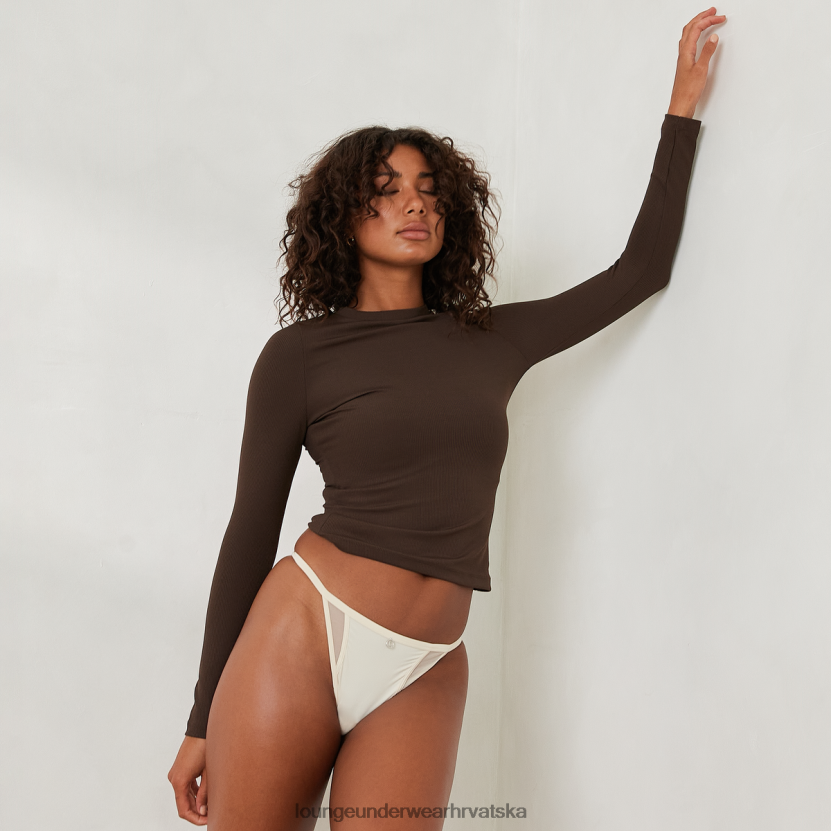 hr Lounge žene osnovni rebrasti gornji dio dugih rukava espresso N0V4DZ841 odjeća