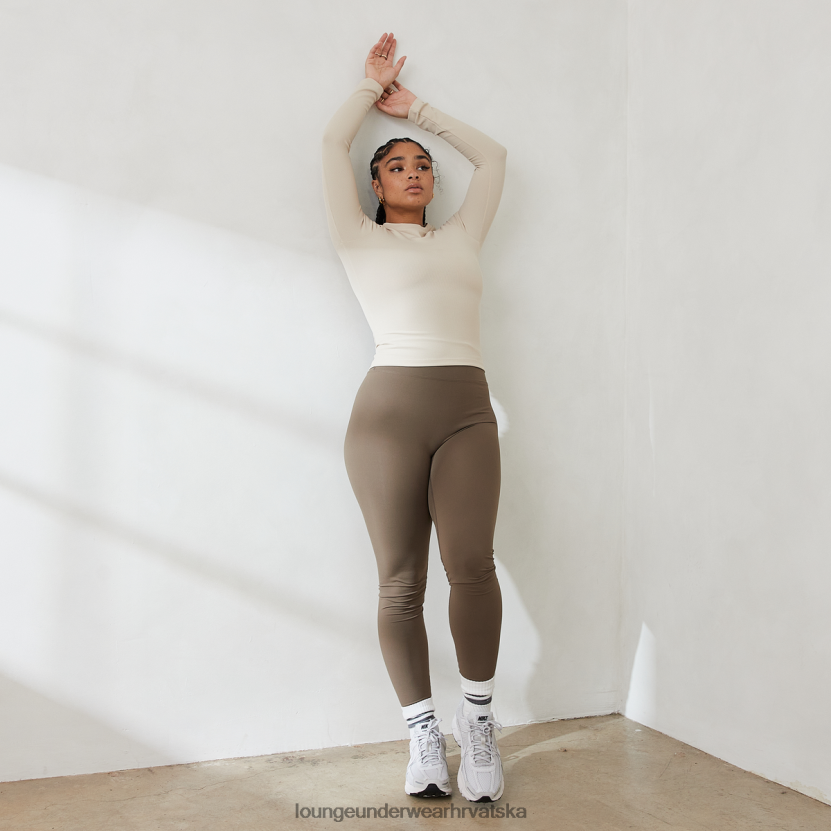 hr Lounge žene osnovni rebrasti gornji dio dugih rukava krema N0V4DZ842 odjeća