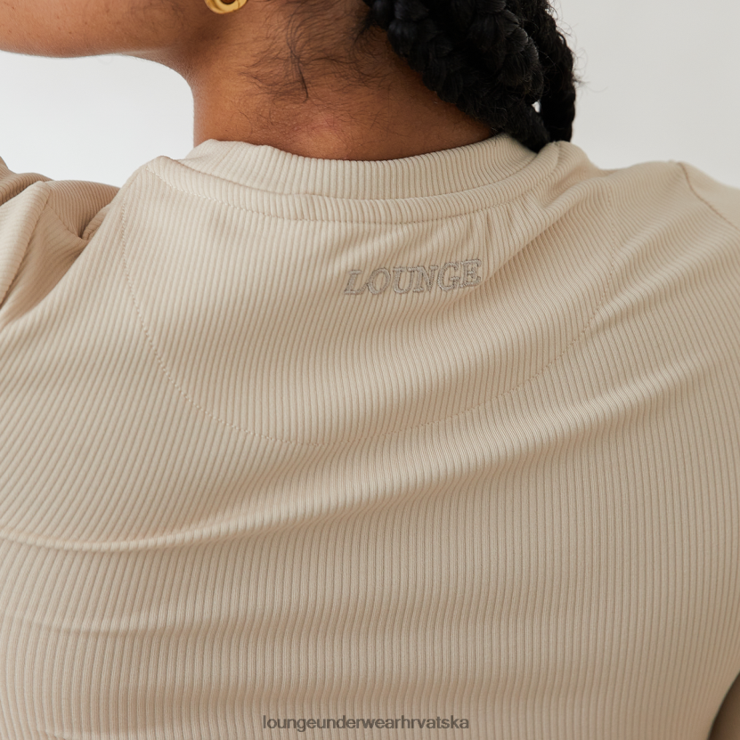 hr Lounge žene osnovni rebrasti gornji dio dugih rukava krema N0V4DZ842 odjeća